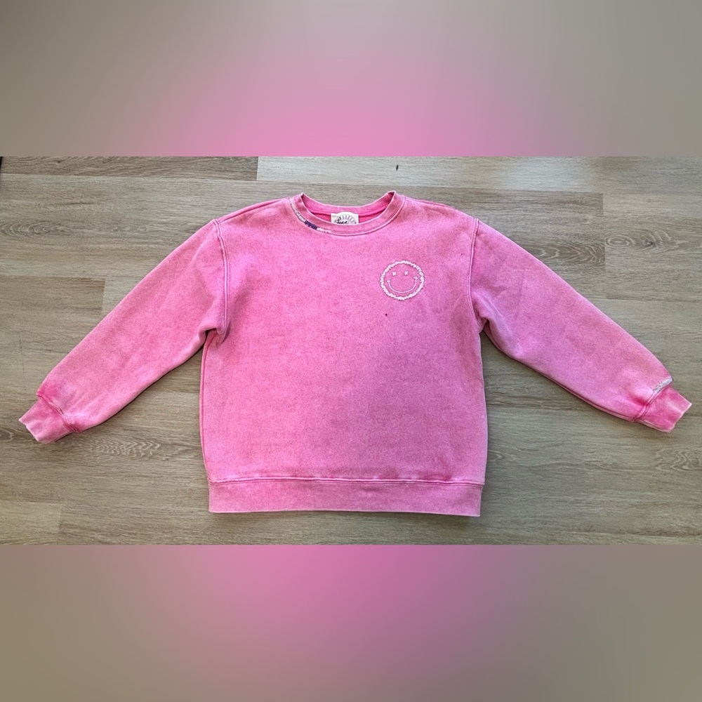 Love Daisy Girls Smiley Face Distressed Sweatshirt